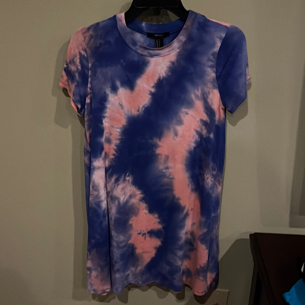 Forever 21 Tie Dye Short Sleeve TShirt Dress/Swim Coverup. Size S.